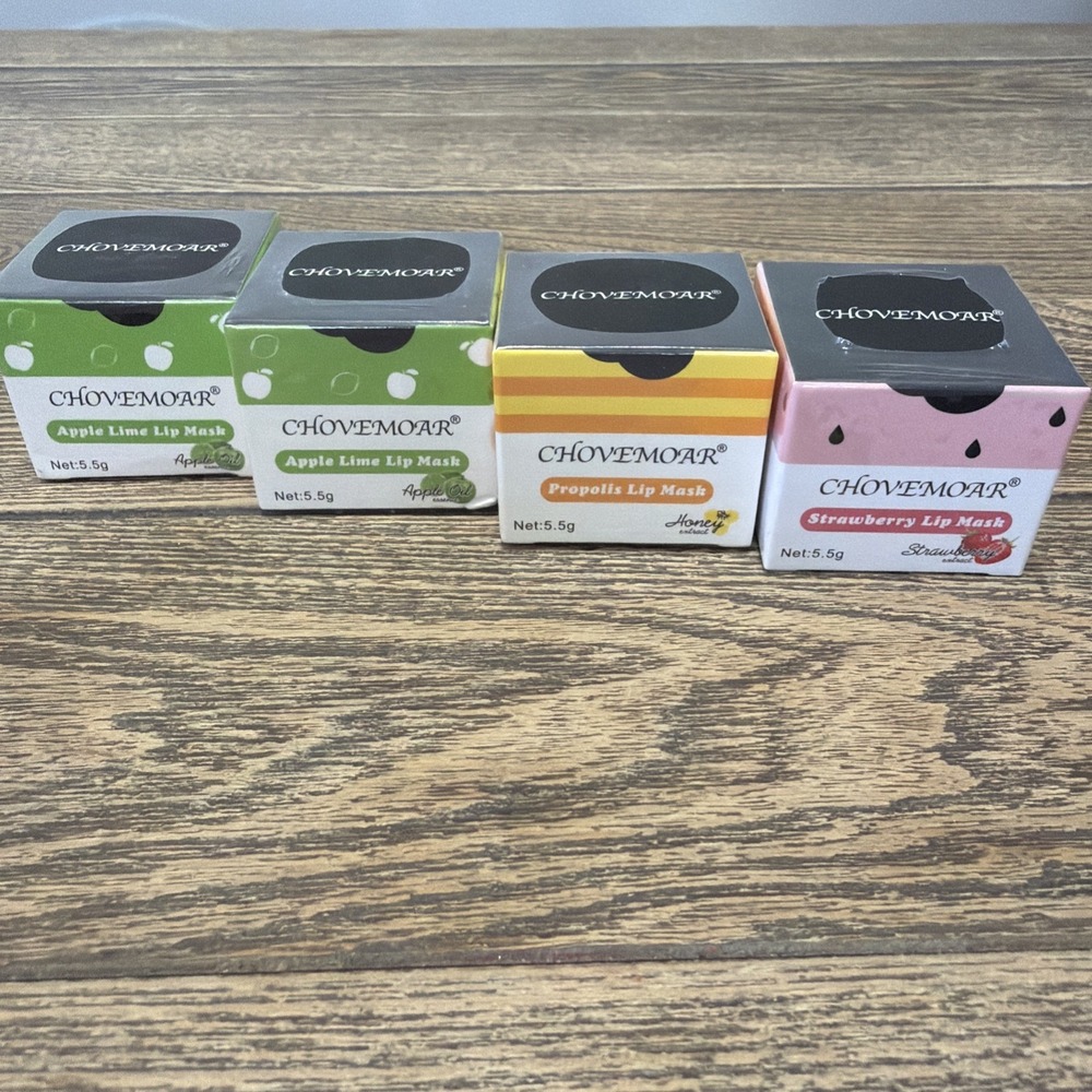 4 Chovemoar Lip Mask Sealed 2 Apple Lime 1 Honey 1 Strawberry Exp 2027